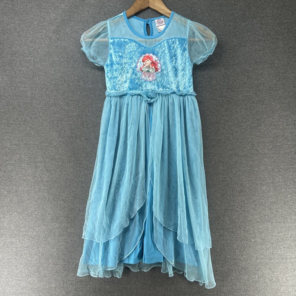 Disney Princess Ariel Costume Dress Girls Medium Aqua Blue Sparkle Fancy READ